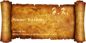Hauer Kálmán névjegykártya